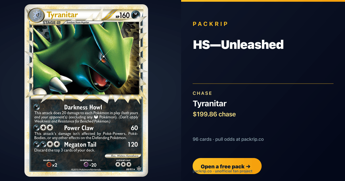 pokemon hs unleashed card list HeartGold & Soulsilver Booster Pack each pack contains 10 game cards Most Valuable HSUnleashed Cards