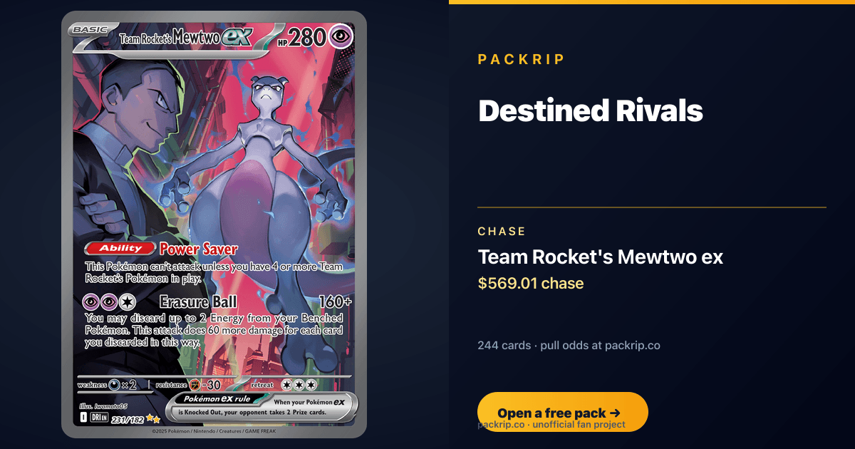Destined Rivals Pull Rates Open Destined Rivals Packs — Pull Odds | PackRip